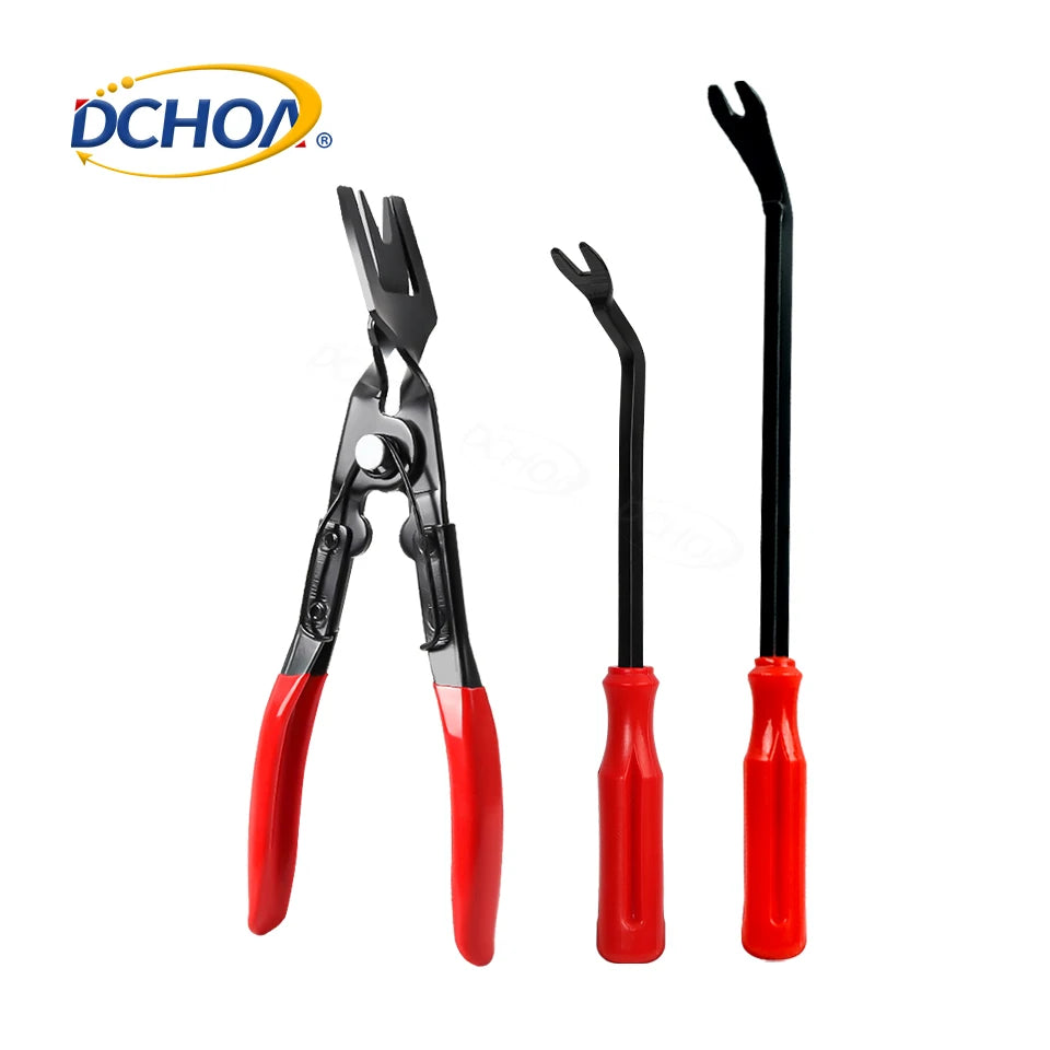 DCHOA 3 Pcs Set Push Down Rubber Buckle Removal Pliers Door Panel Rubber Buckle Driver Car Buckle Tool