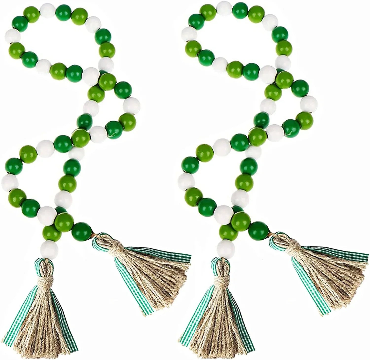 Tailai Tassels Farmhouse Style Irish Diy Wood Beaded Decor for St Patrick's Day Kitchen Tiered Tray Wall Hanging Ornaments