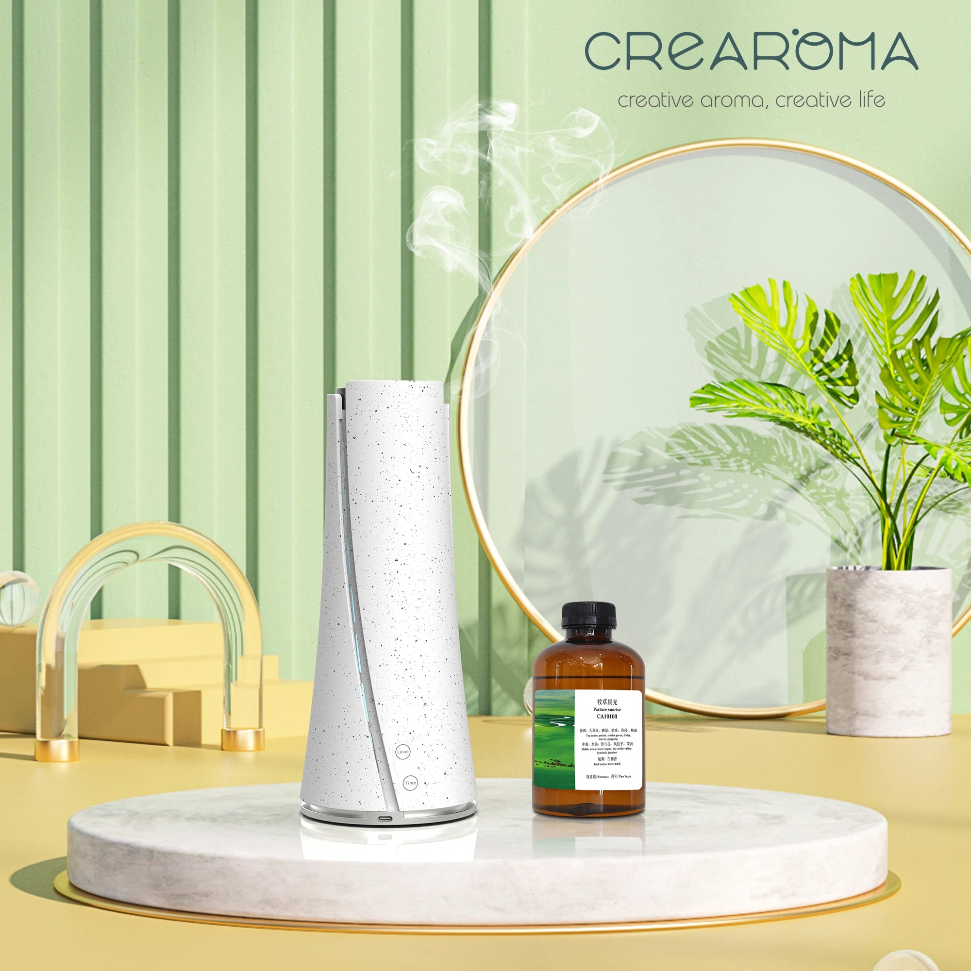 Rechargeable Lithium Battery Wireless Electric Aroma Diffuser Unique Resin Material Gradient LED Light 100ml for Home Use