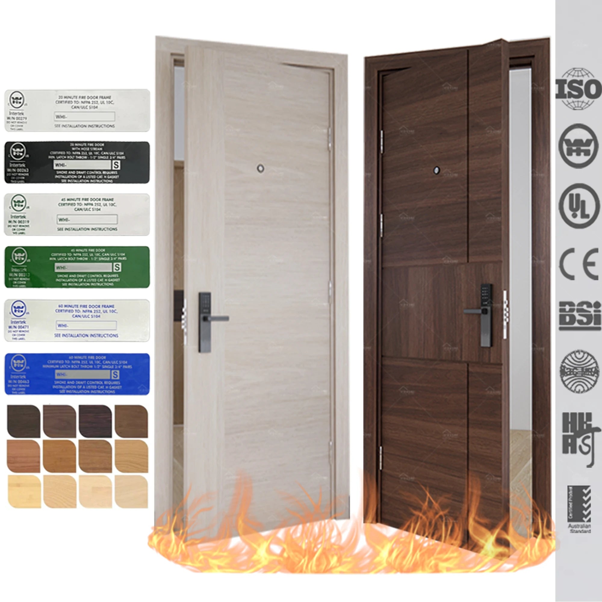 Guangdong Yohome Top Quality Wooden Fire Rated Door Interior Wood Fired Doors for Apartment Fire Rated Interior Doors American
