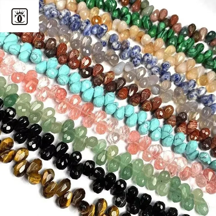 Popular Fashion Natural 6*8mm Teardrop Stone Bead for Jewelry Making Teardrop Shape Crystals Gemstone Beads for Women Men