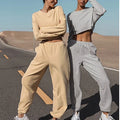 S006 Fall Spring Custom Crop Top Sweatshirt Cotton Two Piece Set Women Clothing Casual Hoodies Outfit for Women Comfy Wear