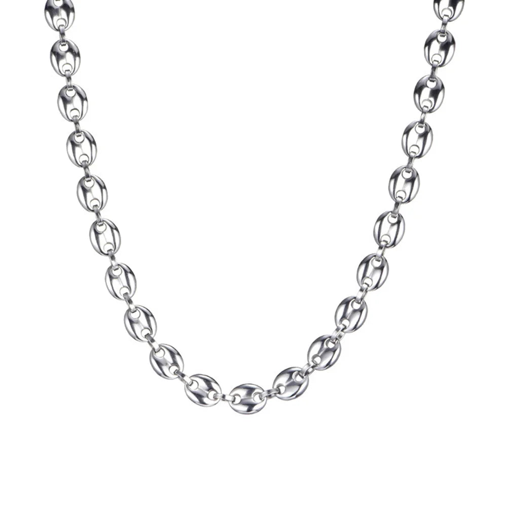 BASQUESUN New 11mm * 60cm Stainless Steel Coffee Bean Pig Nose Bean Chain Stainless Steel Necklace Bracelet