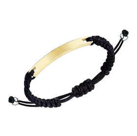 Fashion Wholesale Stainless Steel Jewelry Personality Custom Engraved Logo Bar Charm Adjustable Size Braided Couple Bracelets