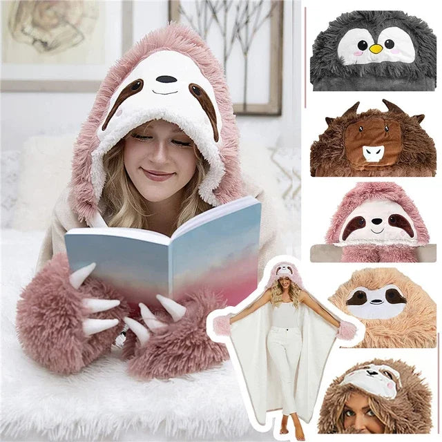 Factory Flannel Thick Penguin Poncho Blanket Cozy Fleece Wearable Adult Winter TV Hooded Blanket Comfortable Character Throw