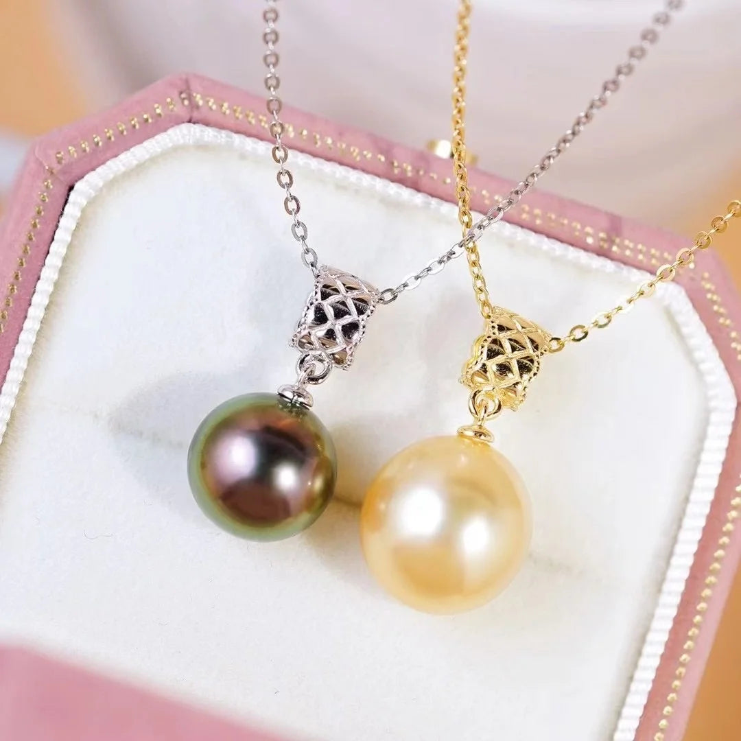 P1643 11-12mm DIY Natural  Freshwater Pearl Charm Pendant Necklace Accessory 925 Sterling Silver Jewelry for Women Without Chain