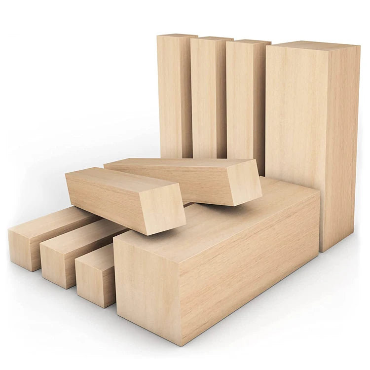 Wholesale 10pcs Basswood Carving Blocks Kit Rectangle Building Cube Custom Unfinished Blank Whittling Wood Blocks for Crafts