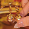 Wholesale Fashion Trendy Copper Imitation Pearl  Huggie Hoop Dangle Drop Earrings Working Party Daily Women Jewelry Wedding
