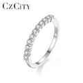 CZCITY Fashion Trendy Wedding Woman Silver 925 Sterling Engagement Diamond Real Jewelry Moissanite Band Ring
