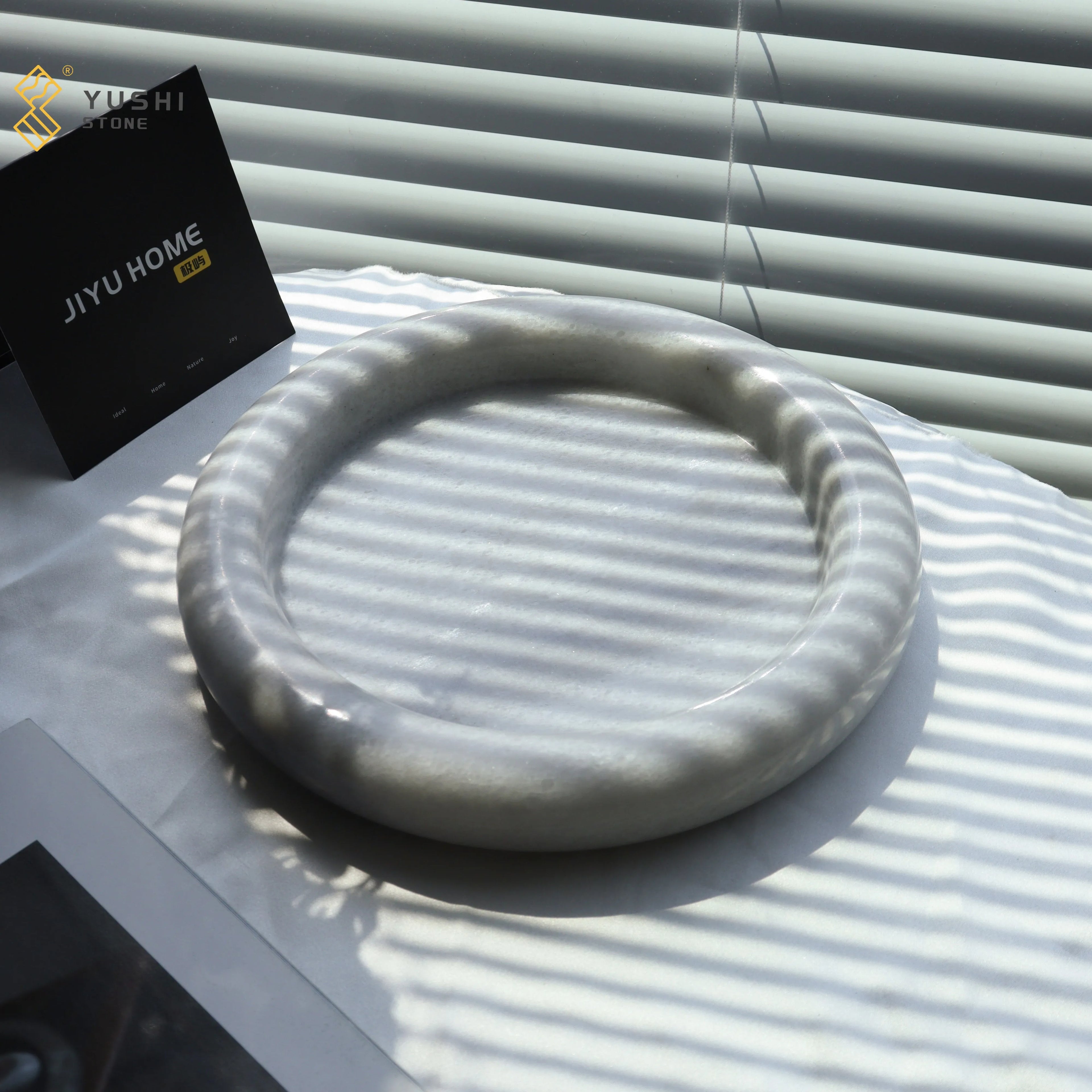 YUSHI Eco-Friendly Modern Design Marble Dry Fruit Tray Luxury Dining Plate for Islamic Home Decor and Party Use