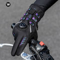WEST BIKING Full Finger Leather Gloves for Adults Winter Mountain Bike Motorcycle Windproof Touch Screen Anti-slip Bike Gloves