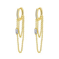 SP S925 Sterling Silver Zircon  Long Tassel Chain With 18k Gold Earrings for Women