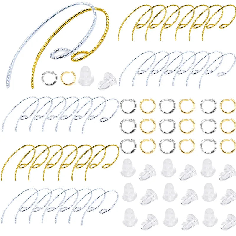 Engrave Figure Silver Gold Color Nickel Free Lead Free Brass Hoops Carved Earrings Kit Clasps Hooks Ear Wire Hoops Earrings Wire