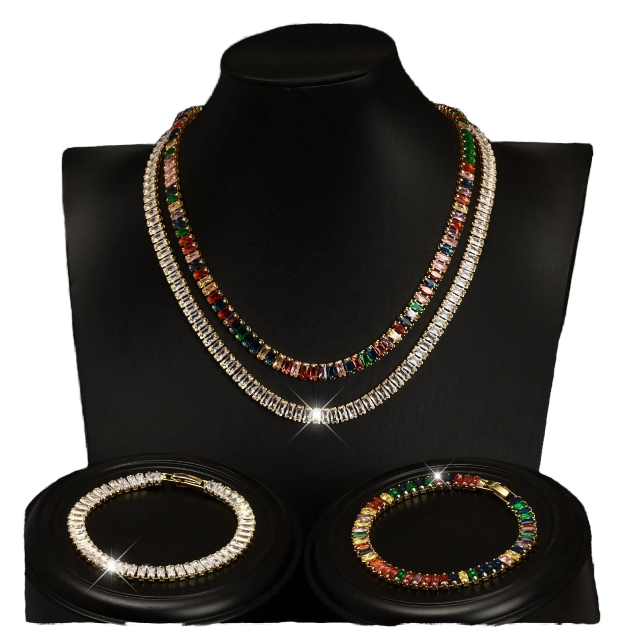 Bohemian Style All-Zircon Women's Fashion Jewelry Set Rhodium Plated Brass Copper for Bridal Party Wedding Occasions Gift Idea