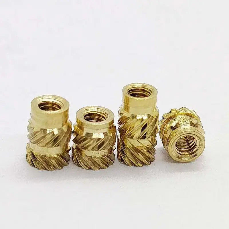 Brass Plastic Hot Melt Nut Injection Fastener Factory Twill Knurled Insert for Mining Application with M2.5 M3 M4 Thread Sizes