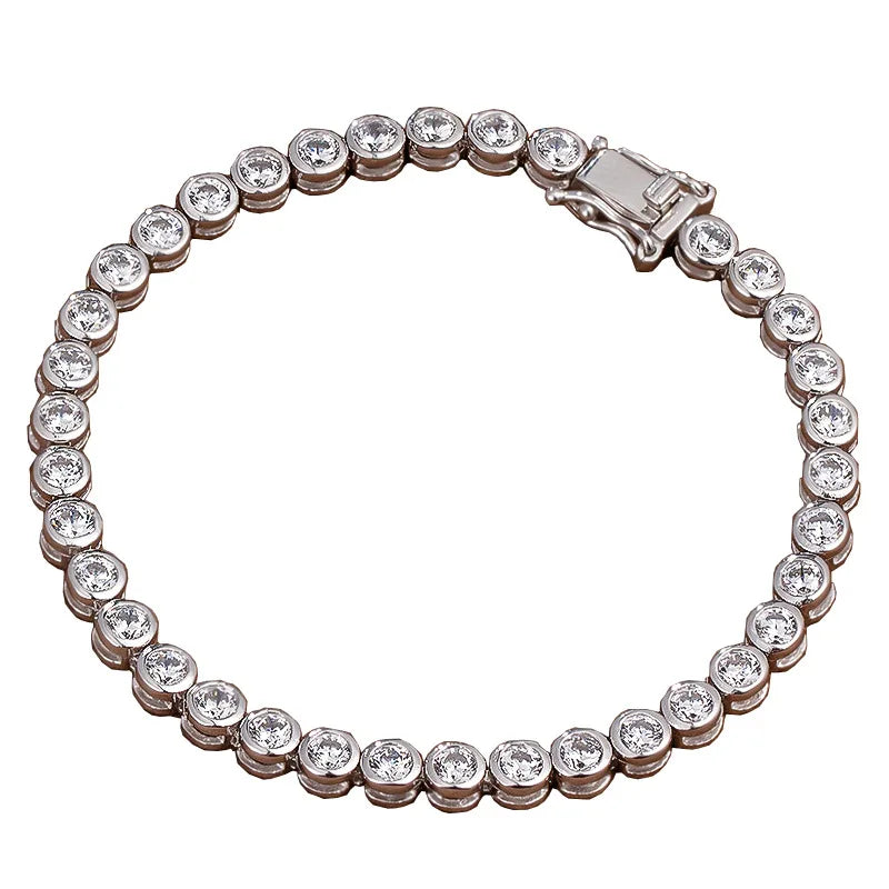 Delicate Bezel Setting High Carbon Diamond Tennis Bracelet Basic Design S925 Silver Eternity Fashion Bracelet