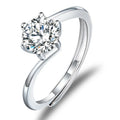 Abiding Classical 6 Prong Moissanite Diamond Wedding Engagement Jewelry Open Finger Ring 925 Sterling Silver Ring