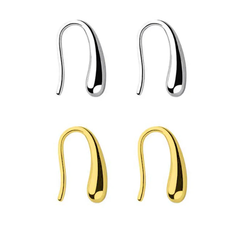 Fast Shipping 925 Sterling Silver Drop Shaped Minimalist 18k Gold Plated Women's Stud Earrings Jewelry