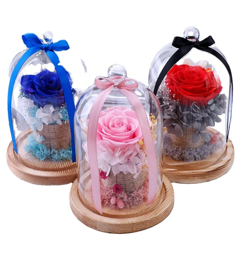 Happy Valentine Glass Rose Eternal Gift for Roses in Glass Tube for Graduation & Father's Day-Eco-Friendly Handmade