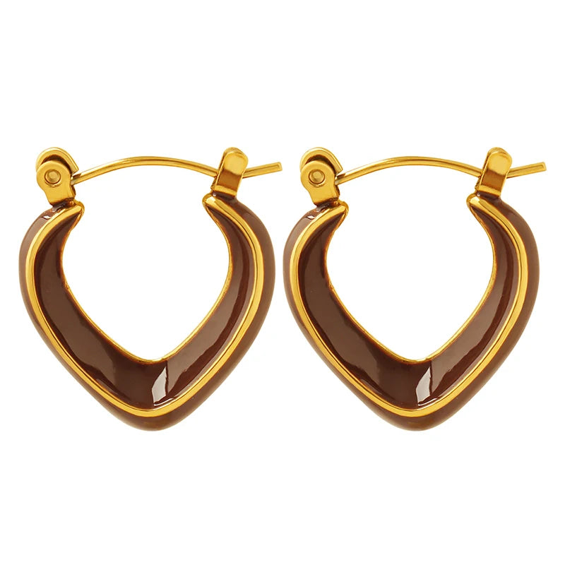 Elegant Earrings V-shaped Oil Drop Jewelry Stainless Steel Gold Plated Earrings for Women