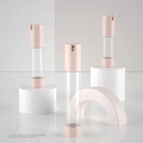 China-Made 30ml for Clear Plastic Airless Bottle with Press Pump as Personal Packaging for Skin Care Serum and Lotion Pink Color