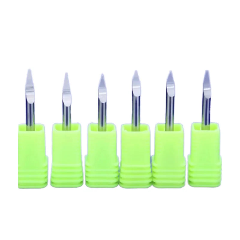 CHENGZHEN OEM V Shape Carving Bit Carbide Single Flute 4mm Tipped 0.1-0.5mm Flat Bottom End Mill CNC Router Bit 6-8mm