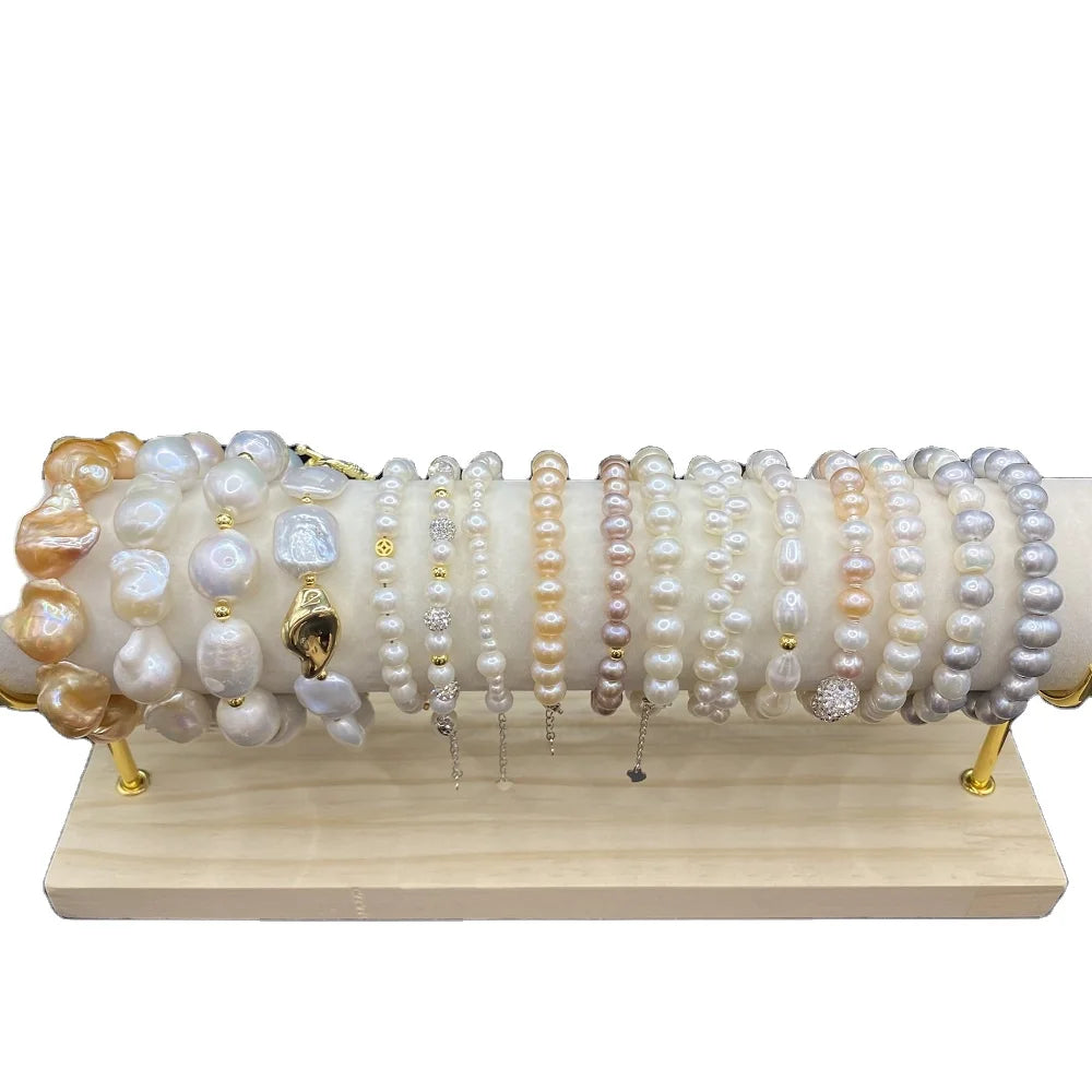 Luxury Women's Bracelet Jewelry Popular Natural Freshwater Pearl 925 Silver Pearl Bracelet Wholesale MegaBDM