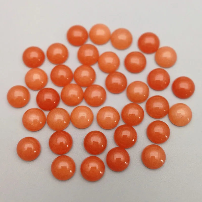 HZ Wholesale mm Round Shape Nature Stone Orange Color 10mm Cabochon Loose Gemstone Crafts