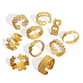 Personalized Design with Elegant Geometric Opening 18k Gold Plated Ring Set