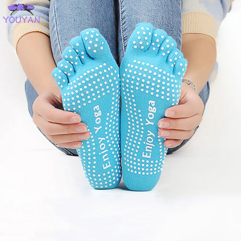 Anti-Slip Yoga Socks Women Colorful Five-finger Anti Beriberi Socks Fitness Pilates Sox 2022