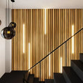 For KASARO Modern 3D LED Light Acoustic Wood Veneer Wall Panel Soundproof Interior Melamine Laminate Fluted Akupanel Designed