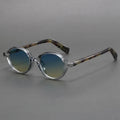 Retro Oval Frame Uv Resistant Sunglasses Lenses Blue Gradient Color Retro Style Light Color Flat Lenses Exia Optical