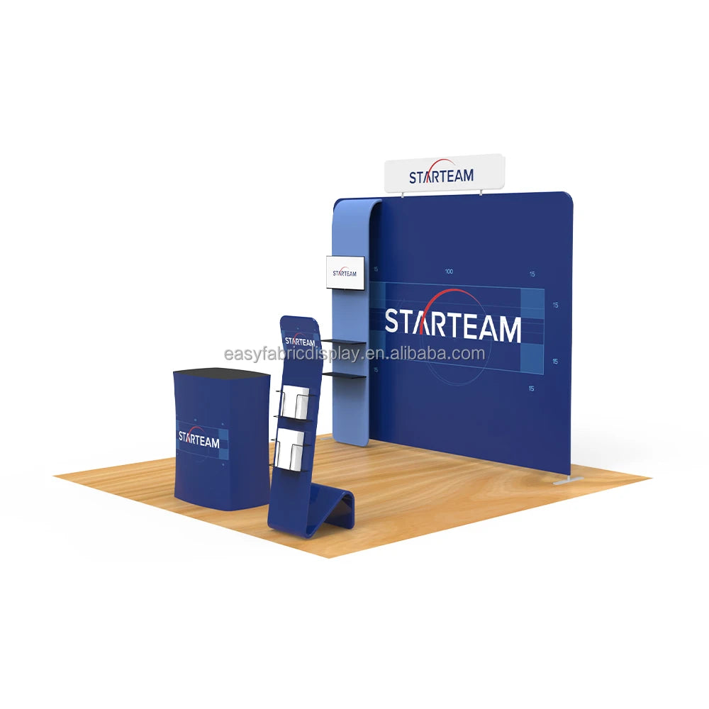 Portable 8x8 Trade Show Display Booth with Custom Printed Backdrop Tradeshow Equipment Including Exhibition Stand Frame Cover
