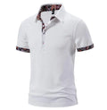 Men's Paisley Print Tops Color Block Lapel Collar Polo T-shirt Fashion Trend Short Sleeved T-shirt