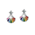 Seashell Design Colorful Enamel 925 Sterling Silver Earrings Cute Small Rainbow Tiny Enamel Jewelry for Girls MegaBDM