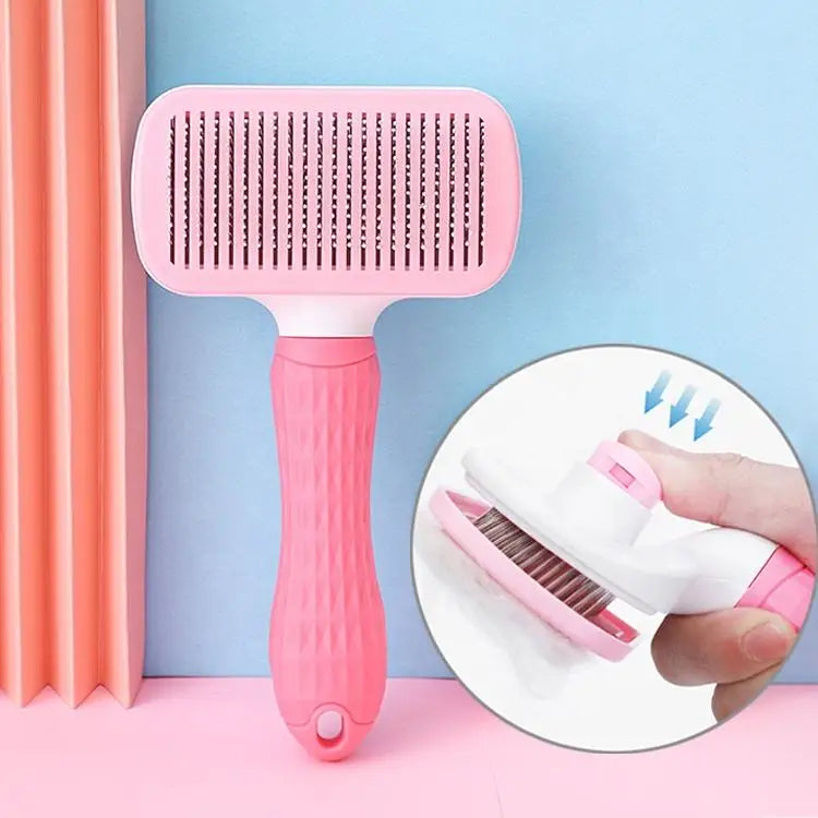 MMG Pet Stainless Steel Eco-Friendly Grooming Brush Cat Hair Comb Self Cleaning Bath Shampoo