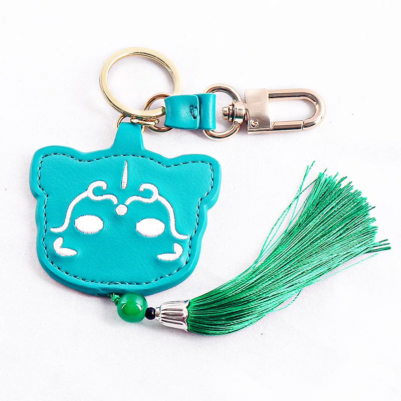 Embroidered Tassel Leather Cat Key Chain Pendant Car Decorative Pendant Customized Good Luck Pendant