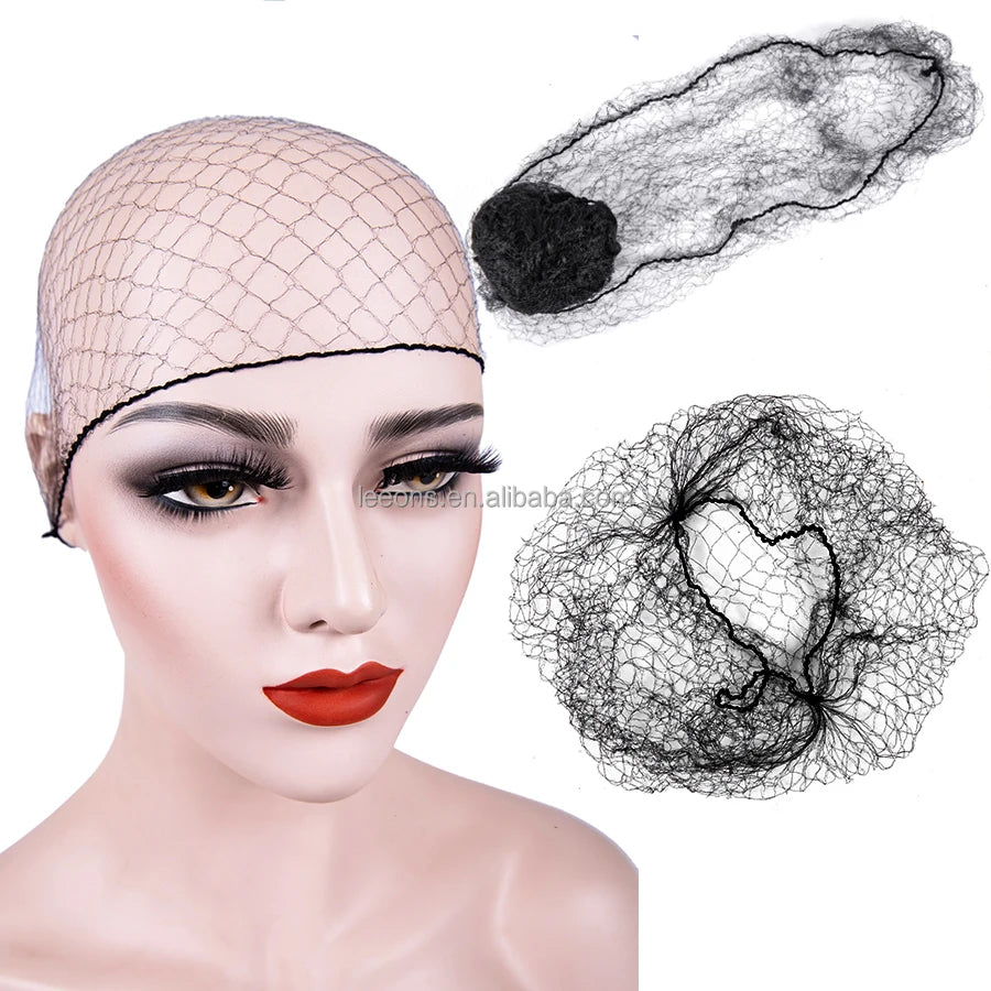 Leeons Nylon Dancing Hairnet Elastic Mesh Wig Net Disposable Nylon Hairnet Invisible Hair Net for Wigs Hair Bun Hair Styling