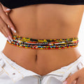 Handmade 12pcs Pack 27 Inches Long Glass Waist Beads Belly Chain with Elastic Cord Boho Summer Beach Body Jewelry Accessories