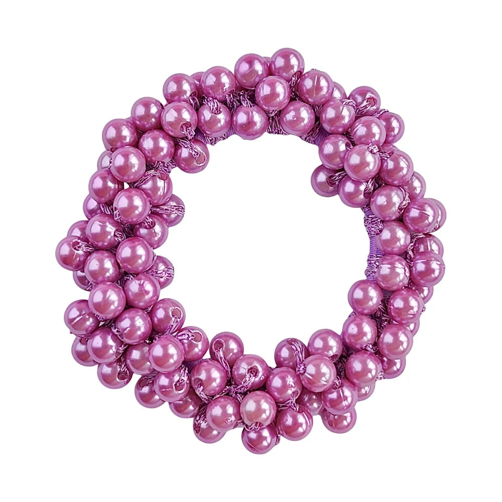 14 Colors Ponytail Holders Elastic Rubber Band Beads Bracelet Hairbands Crochet Hair Accessories Pearl Hair Tie for Women Girls