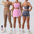 2025 New Quick Dry Yoga Sets Custom Logo Activewear Tight Sports 4 Piece Suit Workout Clothing Gym Fitness Sets Yoga Set Women
