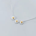 S925 Sterling Silver Beautiful Daisy Flower Charm Choker Necklace for Lady Gifts Jewelry