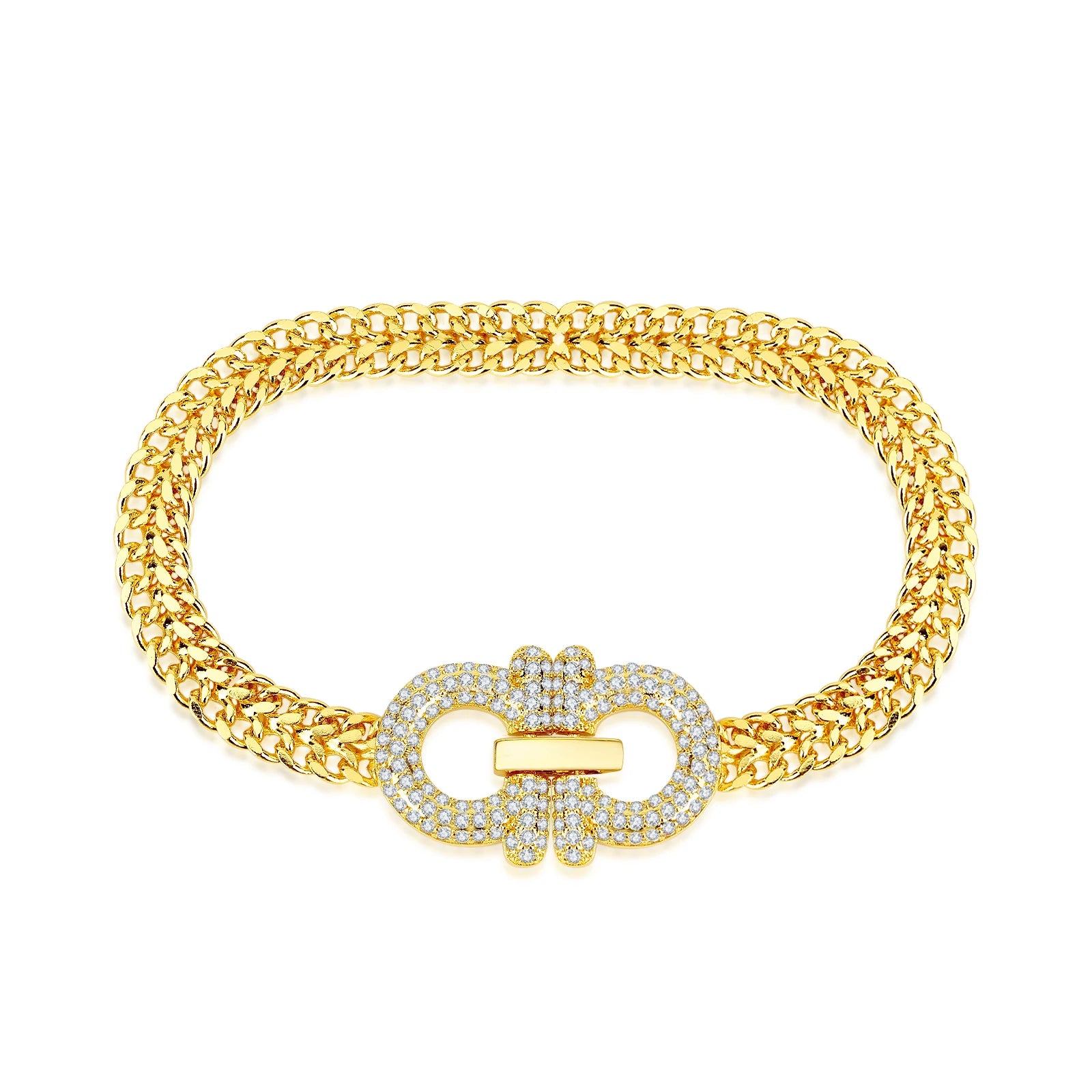 Simple Charm Versatile Geometric 18K Gold Plated Micro-Set Zircon Women's Fashion Bracelet