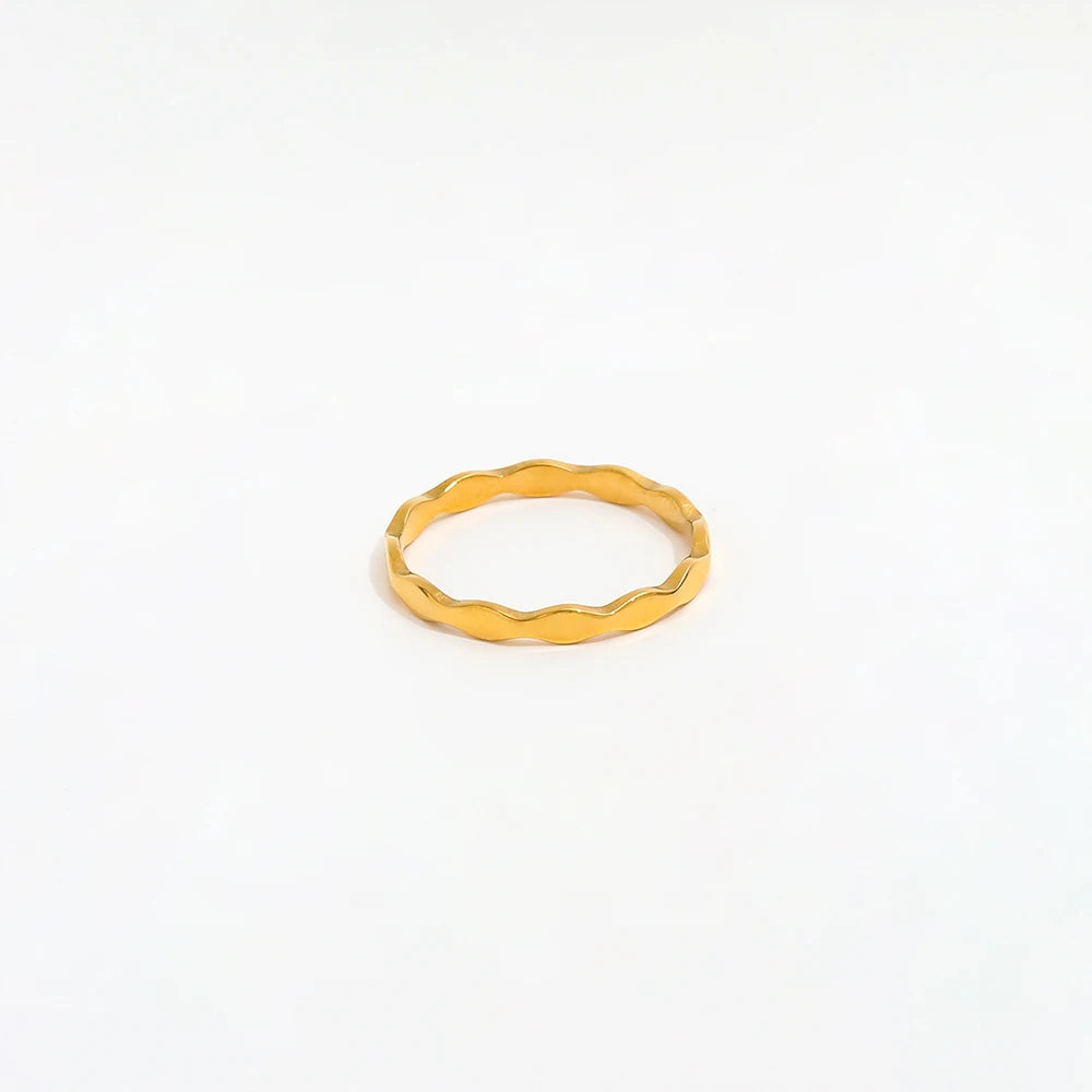 Joolim Jewelry Wholesale 18K Gold Plated CZ Shape Stainless Steel Rings for Women Rings