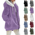 S-5XL Women's Winter Fashion Coat New Casual Hooded Zipper Breathable Cashmere Fleece Jacket Solid Color Ladies Coats Long for