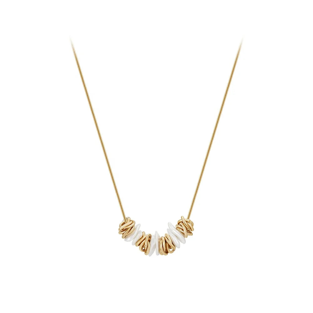 Latest 18K Gold Plated Stainless Steel Jewelry Snake Chain Small Coil Irregular Shell Pendant Trendy for Woman Necklace P233385