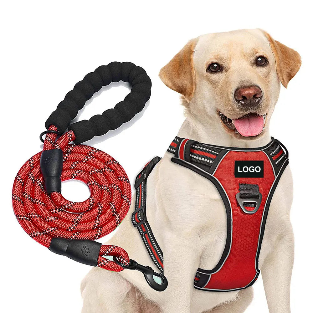 Wholesale Colorful Reflective Soft Mesh Padding Pet Vest Harness Dog Leash