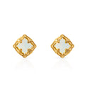 Chris April 316L Stainless Steel PVD Plated Vintage Cross Natural Shell Stud Earrings