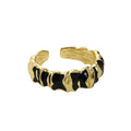 Wholesale Wrinkle Wild Style Black Enamel Ring Korean Silver Jewelry 925 Rhodium Gold Plated Fashion Rings for Women