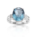 Abiding Fashion Classic Jewelry 925 Sterling Silver Glass London Blue Stone Women Ring for Wedding